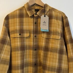 NWT prAna Edgewater Men's‎ Shirt, Morro/yellow, Medium